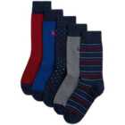 M&S Mens Stag Socks, 5 Pack, Navy