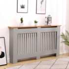Home Source York Large Radiator Cover Dark Grey with Oak Effect Top
