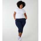 Blue Vanilla Curves Navy Crop Utility Trousers