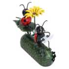 Miniature Life Metal Ladybird with Flower Umbrella Garden Ornament 7x16x20cm