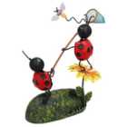 Miniature Life Metal Ladybird Catching Dragonfly Garden Gift Ornament 6x12x20cm