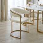 Zena Dining Chair, Ivory Boucle