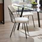 Marcela Set of 2 Dining Chairs, Ivory Boucle