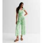 Green Floral Frill Tie Back Jumpsuit