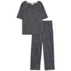 M&S Cotton Modal Star Print Pyjama, S-XL, Charcoal