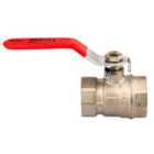 Invena 5/4 Inch Water Ball Valve Quarter Turn Lever Type Female Red Handle