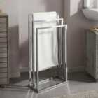 Lloyd Pascal 3-Rail Square Tube Towel Stand with Rectangular Base - Silver