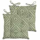 Furn. Tanza Pintuck Polyester Filled Seat Pads With Ties (pack Of 2) Cotton Sage
