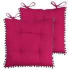 Furn. Aruba Pintuck Polyester Filled Seat Pads With Ties (Pack Of 2) Cotton Magenta / Grey