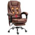 Vinsetto Heated 6 Points Vibration Massage Executive Office Chair Adjustable Swivel Ergonomic High Back Desk Chair Recliner With Footrest Brown