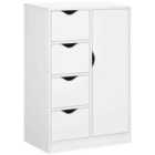 HOMCOM Bathroom Floor Cabinet Freestanding Storage Unit With 4 Drawers and Door Cupboard - White
