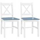 HOMCOM Pine Wood Kitchen Dining Chairs Set Of 2 - White