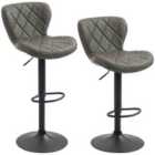 HOMCOM Set Of 2 Breakfast Bar Chairs, Swivel Barstools With Backrest and Footrest - Dark Grey