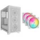 Corsair 3000D Tempered Glass Mid-Tower PC Case, White - Free AR120 RGB Triple Pack of Fans