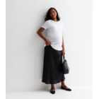 Maternity Black Satin Maxi Skirt