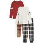 M&S Plain Check Pyjamas, 2 Pack, 7-12 Years, Brown