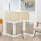 PawHut Freestanding Pet Gate Stair Gates for Dogs Foldable Wooden Dog Gate with 2 Support Feet, 61 cm Tall, for Small Dogs - White