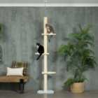 PawHut 260cm Floor to Ceiling Cat Tree, Height Adjustable Kitten Tower with Anti-slip Kit, Multi-Layer Activity Centre