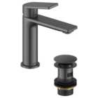 Bristan Frammento Eco Start Basin Mixer with Clicker Waste - Brushed Anthracite