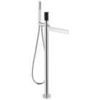 Abode Cyclo Floor Standing Bath Filler with Shower Handset - Black & Chrome