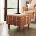 Oswald Check Footstool, Terracotta