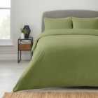 Easycare Plain Dyed Duvet Cover & Pillowcase Set Fern Green