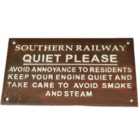 Southern Railway Quiet Please Cast Iron Sign Plaque Wall Fence Gate Post