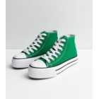 Green Double Stripe Canvas High Top Trainers