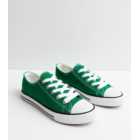 Dark Green Canvas Lace Up Trainers