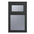 Crystal uPVC Window A Rated Top Hung Opener over Fixed Light 610mm x 1190mm Obscure Glazing - Grey