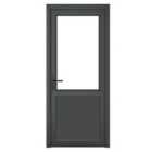 Crystal uPVC Single Door Half Glass 920mm x 2090mm - Grey