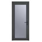 Crystal uPVC Obscure Single Door Full Glass Left Hand Open 890mm x 2090mm Obscure Glazing - Grey