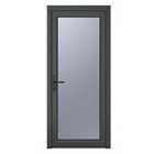 Crystal uPVC Obscure Single Door Full Glass Right Hand Open 890mm x 2090mm Obscure Glazing - Grey