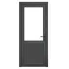 Crystal uPVC Clear Single Door Half Glass Half Panel Left Hand Open 890mm x 2090mm Clear Glazing - Grey