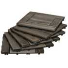 Outsunny 27 Pcs Wooden Interlocking Decking Tiles, 30 x 30 cm - Charcoal Grey