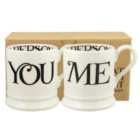 Emma Bridgewater Black Toast You & Me 1/2 Pint Mugs Boxed 2 per pack