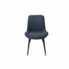 Aspen Diamond Stitch Blue Cord Fabric Dining Chair Black Tapered Legs Pair
