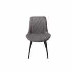 Aspen Diamond Stitch Grey Fabric Dining Chair Black Tapered Legs Pair