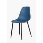 Aspen Curve Chair Blue Plastic Seat with Black Metal Legs Pair
