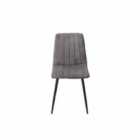 Aspen Straight Stitch Grey Dining Chair Black Tapered Legs Pair