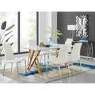 Furniture Box Taranto White High Gloss Dining Table and 6 White Isco Chairs