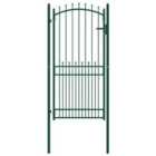 vidaXL Fence Gate With Spikes Steel 100X200cm Green