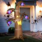 Outsunny 8' Inflatable Halloween Ghost Tree w/ Upside-down Bats for Lawn Party