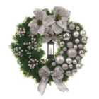 CHRISTMAS VILLAGE Christmas Festive Wreath - Christmas Wreath for Front Door, Home Decoration Lantern, Bows & Baubles