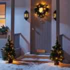 3 Piece Pre-Lit Christmas Decoration Door Wreath Tree Set LED Light Outdoor Xmas