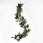 SHATCHI Natural Looking Artificial Snow Leaves, Flowers, Pinecones and Berries Wreath Front Door Hanging Christmas Decorations