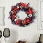 Livingandhome Halloween LED Maple Leaves Wreath with Skull Battery Operated Dia 45cm