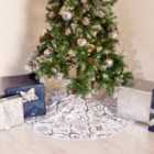 CHRISTMAS VILLAGE Christmas Tree Skirt, Faux Fur & Plush Mat, Perfect for Home, Xmas & Festive Party Decorations- 120cm