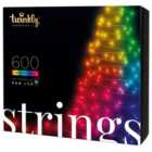 Twinkly Strings App-Controlled LED Christmas Lights with 600 RGB (16 Million Colours) 48m black Wire. Indoor/Outdoor Smart Lights
