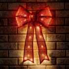 The Christmas Workshop 71649 50cm Red Coloured Light-Up Fabric Bow